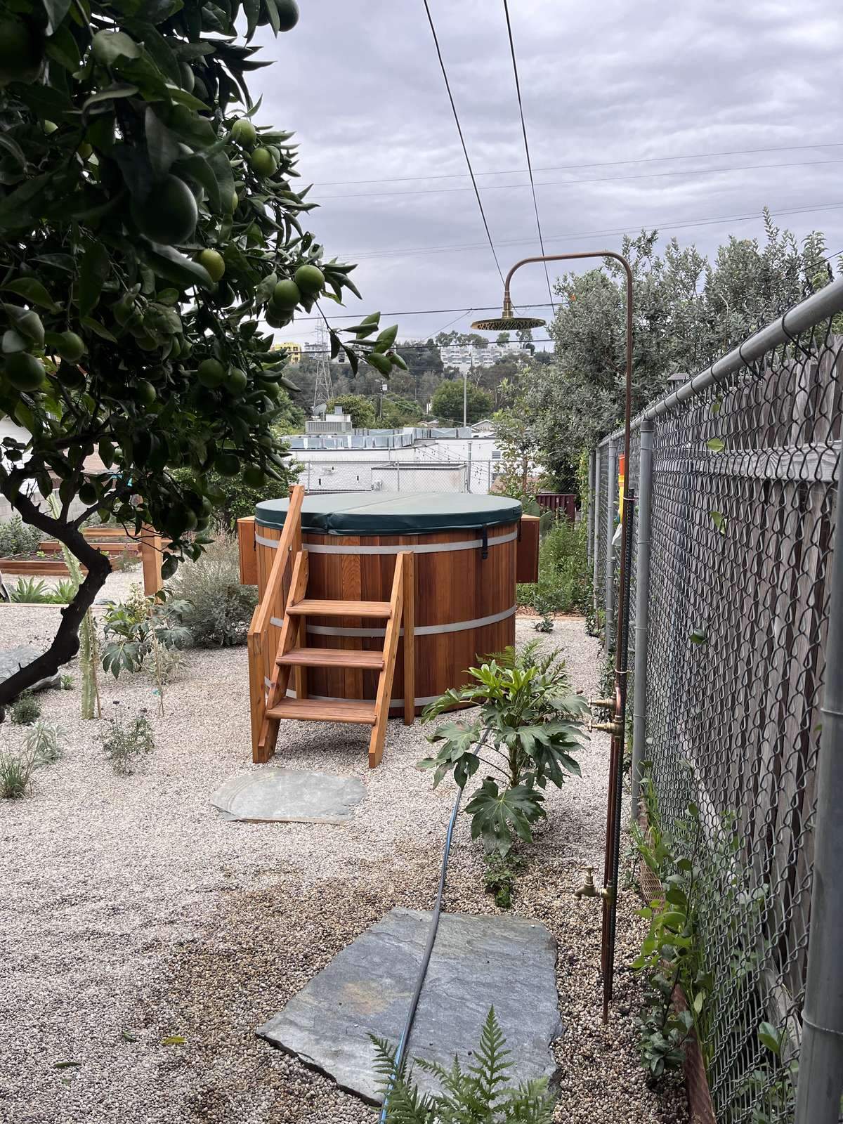 Cedar Hot Tub Install in Newport Beach
